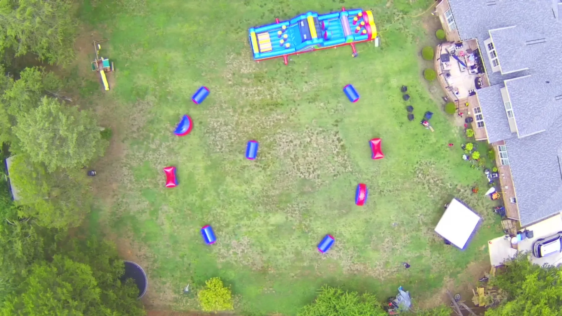 Aerial view of a Motivus mobile laser tag arena